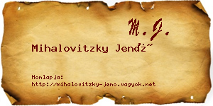 Mihalovitzky Jenő névjegykártya